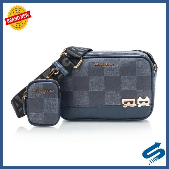 Saffiano PVC Crossbody Bag with Choupette Detail Perfect for Daily Use